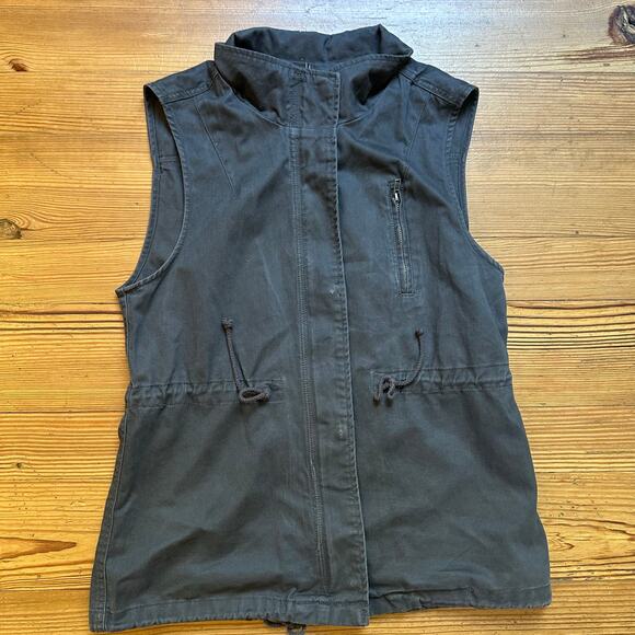 Per Se gray full zip snap high collar cargo utility vest SIZE L - Picture 2 of 4